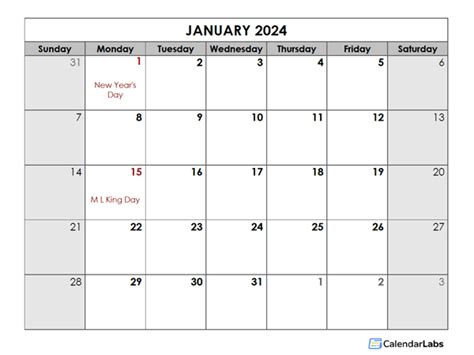 2024 Monthly Calendar With Holidays